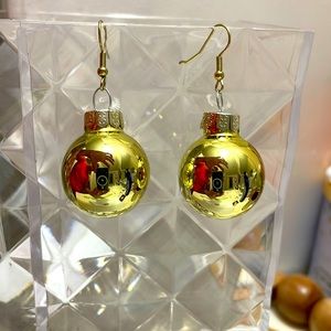 Christmas ornament earrings gold ornament earrings new